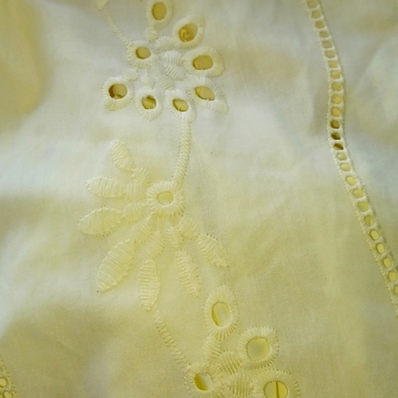 Anewsta Eyelet Embroidered Lined Cotton Blend Dress - Sz M, Bright Yellow - Picture 7 of 7